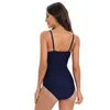 Women's Swimwear 2023 Sexy Tummy Control Swimsuit Slimming Ruched Push Up Bathing Suit Vintage Padded Retro V Neck 230509