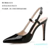 Dress Shoes Summer Sexy Pointed-Toe Patent Leather Stiletto Heel Dames Single groot formaat kleine feestsandalen 31-44