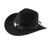 Nouveaux chapeaux en laine de style américain et britannique, chapeaux de cowboy occidentaux, chapeaux de jazz ethniques pour hommes et femmes