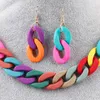 Necklace Earrings Set European And American Fashion Supermodel Style Multi Colors Acrylic Drop Bracelet For Women