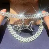Vendita gioielli hip hop placcati oro 13mm 2 file catena a maglie cubane con diamanti gioielli in Moissanite con pavé di diamanti