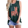 Women's T Shirts Ladies American Independence Day Flag Print Round Neck Pullover Vest Casual Loose T-Shirt Street Wear Women Summer Top