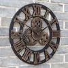 Wall Clocks 40cm/45cm Handmade 3D Retro Decorative Luxury Art Big Gear Wooden Vintage Large Clock On The