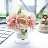 Fleurs décoratives DENISFEN Rose Bouquet Soie Pivoine Artificielle Floral 8 Tête Faux Bouquet Pour La Maison De Mariage Décoration Intérieure