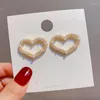 Stud Earrings Needle Peach Heart Love Pearl Simple Fashion Versatile Korean Student 2023 Girl