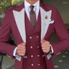 Men's Suits Beige Customized Men's Business Casual Suit Three Piece Set Bridesman Wedding Party Top Pants Tank