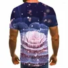 Men's T Shirts Beautiful Flowers T-shirt Man 3D Men Clothing Short Sleeve Hip Hop Streetwear Cute Funny