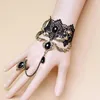 Charm Bracelets Gothic Steampunk Lace Bracelet Jewelry Bangles With Ring Wrist Cuff Fingerless Gloves For Women Halloween Costume