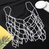 Women's Tanks Camis Women Handmade Woven Body Chain Camisole Imitation Pearl Crystal Beaded Vest Hollow Out Mesh Top Club Drop 230510