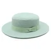 Koreansk version av New Women's Outdoor Sun Protection Hat, Sun Hat, Seaside Shade Travel Flat Top Bow Straw Hat