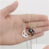 Colares de pingentes 30 grupos/lote fantástico melhores amigos Ying Yang Taiji Bagua Charm Jóias para os amantes Colar Mascino Drop Delivery Pendan Dhehs