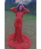 Luxury Red Feather Prom Dress 2023 High Neck Long Sleeve Sequin Evening Dress Elegant Mermaid Tight Long Formal Party Pageant Vestidos De Fiesta Formal Occasion