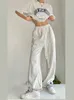 Kvinnor Pants Capris Qweek Korean Fashion Joggers Sweatpants Kvinnor Harajuku Hip Hop Gray Wide Leg Track Pants Overized Kpop Baggy Sports Trousers 230510