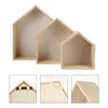 Hooks 3 Pcs Po Wall Shelf Display Rustic Bookshelf Cabinet House Shaped Storage Crystal Holder Necklaces