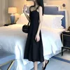 Casual Dresses Dressed Women's Summer Clothing The Sen Series Super Fairy Waistband Shows Thin French Small Black Dress Gentle St