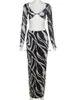 Tweede stuk jurk CNYISHE Elegante V-hals sexy top en rok bijpassende set voor dames feestclub zebra print tweedelig sets dames rokken pakken t230510