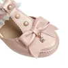 Sandales PXELENA JK Poupée Japonais Cosplay Uniforme Costume T-Strap Filles Princesse Perles Volants Dentelle Med Talons Chaussures De Mariage Or