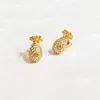 Boucles d'Oreilles Mode Pleine Incrustation Zircon Ananas Forme Pour Femmes Cadeau Bijoux