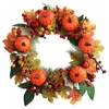 Decorative Flowers Fall Wreath For Front Door Artificial Harvest Pumpkin Autumn Maple With Leaves Pumpkins Berries