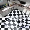 Papiers peints 60CM épaissir les carreaux auto-adhésifs autocollants de sol motif géométrique noir et blanc PVC autocollant pour cuisine salle de bain sol décor