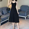Casual Dresses Dressed Women's Summer Clothing The Sen Series Super Fairy Waistband Shows Thin French Small Black Dress Gentle St