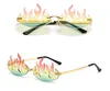 Neue Mode Flamme Sonnenbrille Neuheit Flamme Geformt Randlose Sonnenbrille UV400 Sonnenschutz Lustige Party Outdoor Zubehör