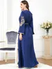 QNPQYX Nouvelle broderie florale décontractée élégante perle à manches longues robes musulmanes fête kaftan modeste vêtements femmes Ramadan
