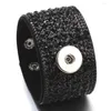 Charme Armbänder 10 teile/los Großhandel Breite Strass Armband Samt 18mm Druckknopf Fit Tasten Schmuck Für Frauen