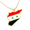 Kedjor Elfin herr- och kvinnors rostfritt stål dropplim färgglada mode Simple Syria National Map Necklace Commemorative