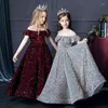 Girl Dresses 2023 Flower For Weddings Ball Gown Off The Sparkle Long Girls Pageant Little Kids Baby Size Customization