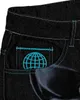 Pantaloni da uomo Moda gotica Stampa teschio Uomo Jeans larghi larghi Y2k Pantaloni denim hiphop a vita alta Strada Uomo Nero Pantaloni trascinanti Casual G230510