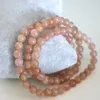 سوار Multilayer Mullayer 6mm Strowberry Stone Jades Pink Sunstone Round Joleds Original Jewelry 18inch B2895