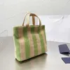 Förvaringspåsar 2023 Ny varumärkesdesign Kvinnor Square Tygväska Damer Stripe Casual Handväska Solid Color Printed Shopping Bag for Female P230510