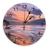 Wandklokken Sky Sunset Sea Beach Mountain PVC Digitale klok Modern Design Slaapkamer Decor Grote horloge Mute Hanging