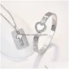 Collane con ciondolo Amanti delle coppie Gioielli Love Heart Lock Bracciale Bracciali in acciaio inossidabile Braccialetti Collana chiave San Valentino D Dhgarden Dh3We