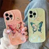 Designer Telefonfodral Cartoon Oil Målning Flower Fjäril lämplig för iPhone 11 12 13 Pro Max XR XSmax All-Pack Silicone Soft Case Anti-Fall 7 8 Plus