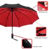 Umbrellas Womens Double Layer Windproof Automatic Female Male Ten Bone Three Folding Mens Large Rain Business Parasol 230510