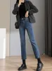 Damenjeans Schwarze Jeans Damen Frühling Herbst High-Waist Streetwear Elastic Straight Leg Tube Denim Hosen Jeans Frau Freundin Kleidung 230510