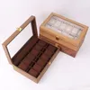 Scatole per orologi Box Organizer per uomo Legno 12 slot Gioielli in legno all'ingrosso Orecchini Anello Ciondolo Stoccaggio Moda retrò