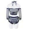 Tracksuits voor dames sexy fishnet dames set lange mouw zie door t-shirt crop top mini shorts pant y2k nachtclub feestfestival rave