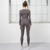 Yoga Outfits 2022 New Seamless Yoga Set Workout Clothes for Women Sportswear Suit Fitness Long Sleeve Shirt Gym Clothing Running Leggings AA230509