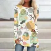 Abiti casual 2023 Primavera / Estate Gonna a trapezio da donna Frutta Ananas Stampa 3D Spiaggia Girocollo Pullover Top a maniche lunghe