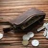 Bag Organizer LEACOOL Genuine Leather Men Key Wallet Zipper Housekeeper Pouch Holder chain Crazy Horse Coin Purse Card 230509