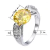 Обручальные кольца свадебные обещания Обручась Большой круглый желтый камень для женщин серебряный цвет цирконов