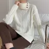 Damenpullover Winter-Chic-Design Weißer Rollkragenpullover Frauen Lose Dickes Twist-Strickoberteil Lässige Einfache Oberbekleidung Pullover