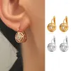 Stud Earrings Simple Round For Women Creativity Zircon Gold Silver Color Clip On Earring Fashion Party Jewelry Gifts