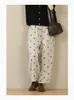 Kvinnors byxor 61-94 cm elastisk midja /sommar kvinnor casual lös polka prickar all-match japan stil bekväma naturliga linne byxor