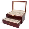 Titta på Boxes Case Organizer för män 20 Wood Highgrade Lacked Machinery Quartz Men's Exhibition Double Layer Storage 230509