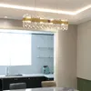 Chandeliers Rectangle Modern Chandelier Dining Room Luxury Crystal Kitchen Island Cristal Led Lamp Long Suspension Hanging Light Fixtures