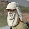 Sombreros de ala ancha Cubo Protección para el cuello al aire libre Gorra para el sol Secado rápido Sombrilla Pesca Ciclismo Escalada Hombres Escudo facial extraíble Safari Mujeres 230509